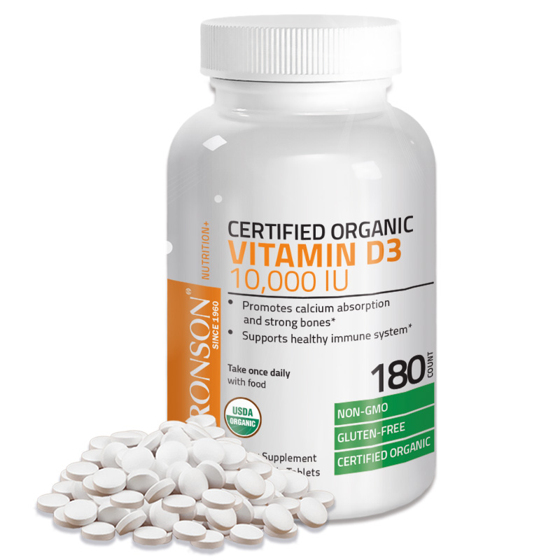 Vitamin D3 10,000 IU High Potency USDA Certified Organic Vitamin D, 180